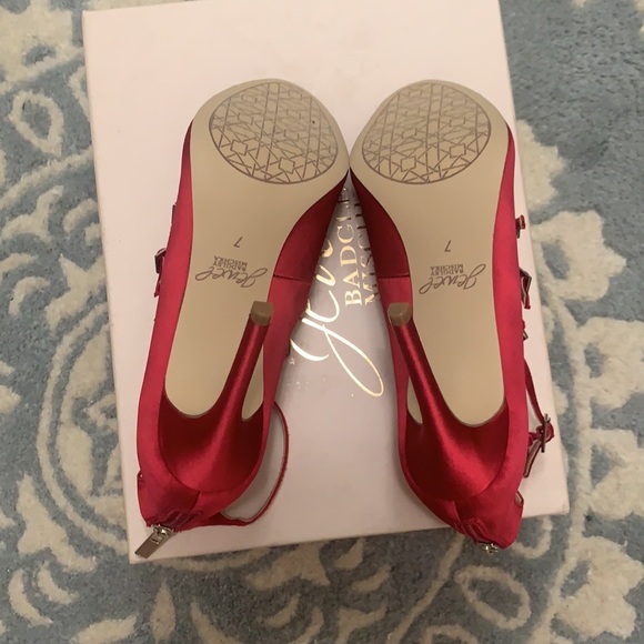 Jewel Badgley Mischka heels size 7 Dark satin pink - Picture 16 of 16